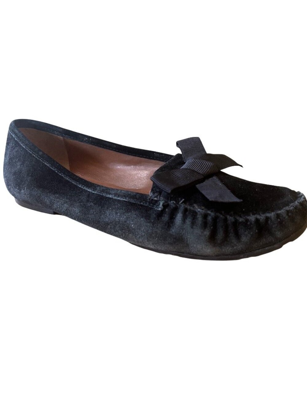 Talbots Leather Suede Loafers Flats size 5.5 M Black Slip on With Now